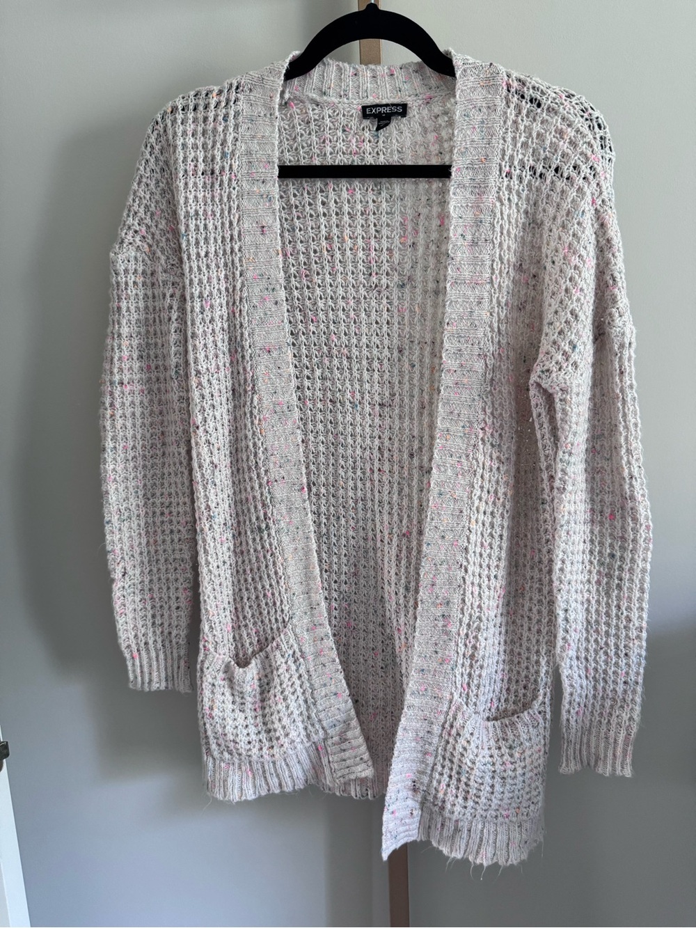 Express Women's Open-Front Chunky Knit Cardigan - Neon Speckled